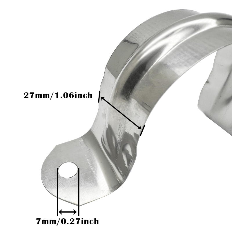 ZLYY 1.5inch Two Hole Strap U Bracket Stainless Steel Tube Strap Tension Clip Assortment Kit Heavy Duty Rigid Pipe Strap Clamp For The Inner Diameter of Water Pipe is 1.5inch 20Pcsï¼ˆ50mmï¼‰ - Image 5